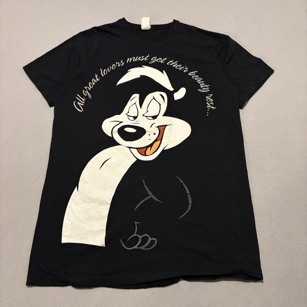 Vintage Looney Tunes‎ Pepe Le Pew T Shirts One Size Black Six Flags Tag Graphic